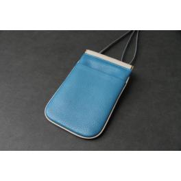 【スマホポーチ】<br>ターコイズブルー×</br>オフホワイト</br>SBG028