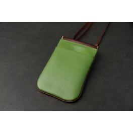 【スマホポーチ】<br>リーフグリーン×</br>ブラウン</br>SBG026