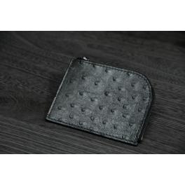 ≪限定商品≫<br />【ミニウォレット】<br />L型ジップ<br/>オーストリッチ<br/>ダークシルバー<br />SCC010