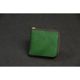 【折り財布】<br />ラウンドジップ<br />ヌメ　グリーン<br />SHW022